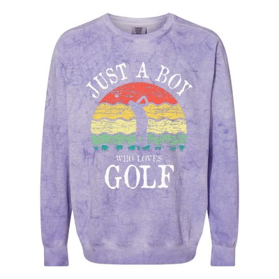 Just A Boy Who Loves Golf Colorblast Crewneck Sweatshirt