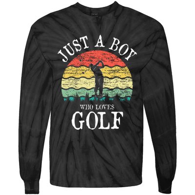 Just A Boy Who Loves Golf Tie-Dye Long Sleeve Shirt