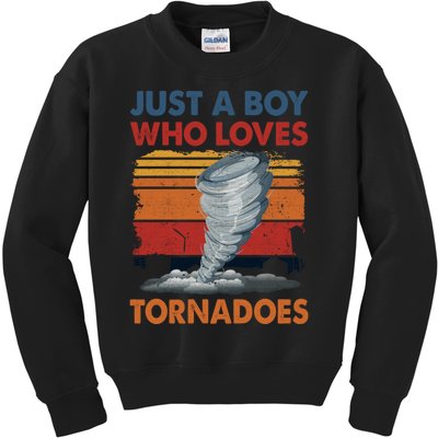 Just A Boy Who Loves Tornado Weather Storm Tornado Chaser Kids Sweatshirt