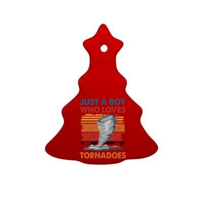 Just A Boy Who Loves Tornado Weather Storm Tornado Chaser Ceramic Tree Ornament