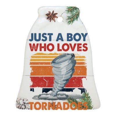 Just A Boy Who Loves Tornado Weather Storm Tornado Chaser Ceramic Bell Ornament