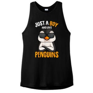 Just A Boy Who Loves Penguins Penguin Ladies PosiCharge Tri-Blend Wicking Tank