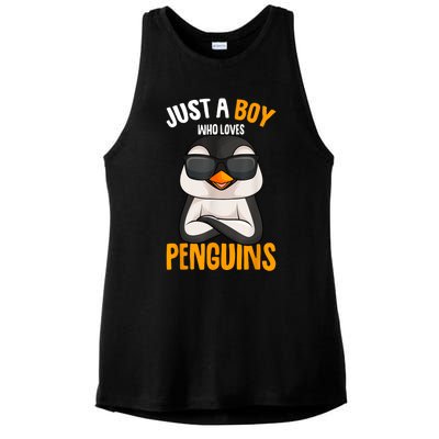 Just A Boy Who Loves Penguins Penguin Ladies PosiCharge Tri-Blend Wicking Tank