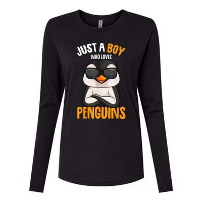 Just A Boy Who Loves Penguins Penguin Womens Cotton Relaxed Long Sleeve T-Shirt