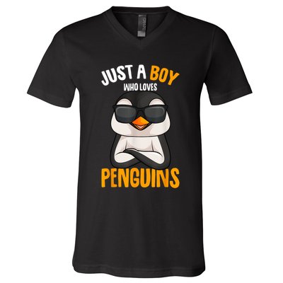 Just A Boy Who Loves Penguins Penguin V-Neck T-Shirt
