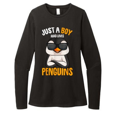 Just A Boy Who Loves Penguins Penguin Womens CVC Long Sleeve Shirt