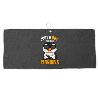 Just A Boy Who Loves Penguins Penguin Large Microfiber Waffle Golf Towel