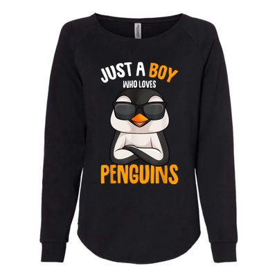 Just A Boy Who Loves Penguins Penguin Womens California Wash Sweatshirt