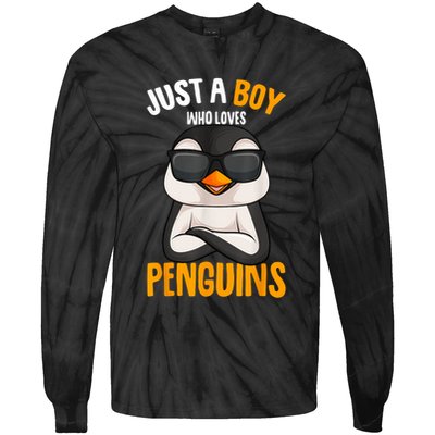 Just A Boy Who Loves Penguins Penguin Tie-Dye Long Sleeve Shirt