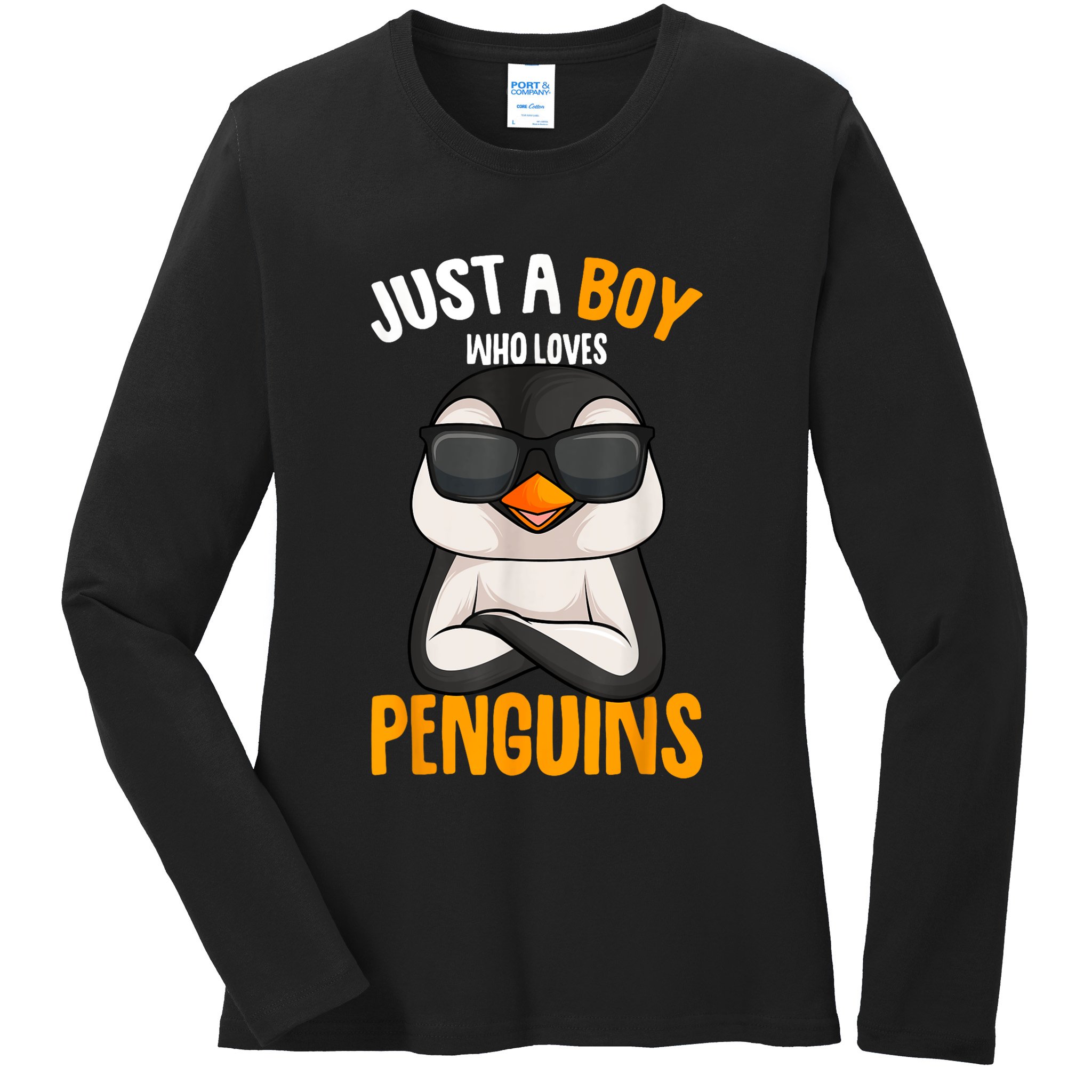 Just A Boy Who Loves Penguins Penguin Ladies Long Sleeve Shirt
