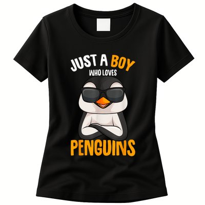 Just A Boy Who Loves Penguins Penguin Womens T-Shirt