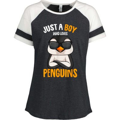 Just A Boy Who Loves Penguins Penguin Enza Ladies Jersey Colorblock Tee