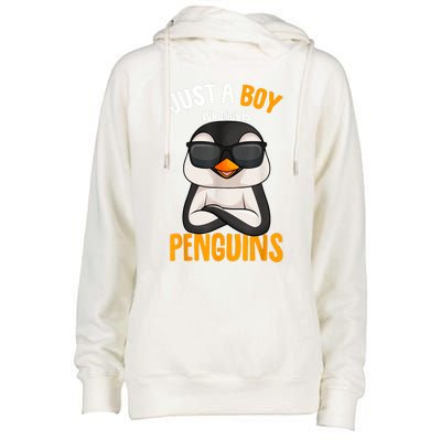 Just A Boy Who Loves Penguins Penguin Womens Funnel Neck Pullover Hood