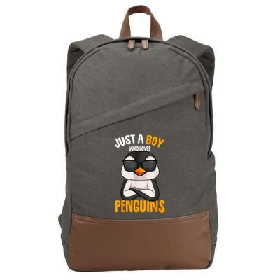 Just A Boy Who Loves Penguins Penguin Cotton Canvas Backpack