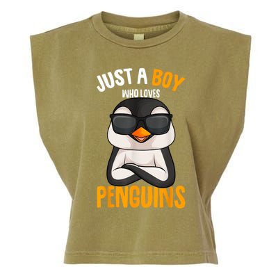 Just A Boy Who Loves Penguins Penguin Garment-Dyed Women's Muscle Tee