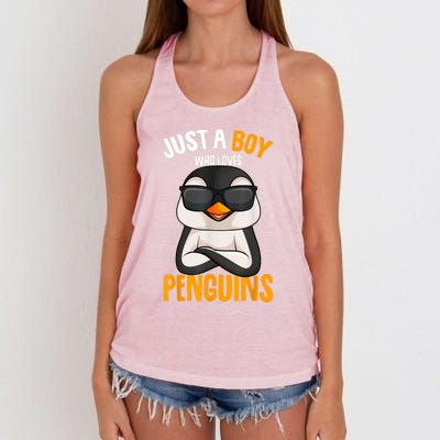 Just A Boy Who Loves Penguins Penguin Women's Knotted Racerback Tank