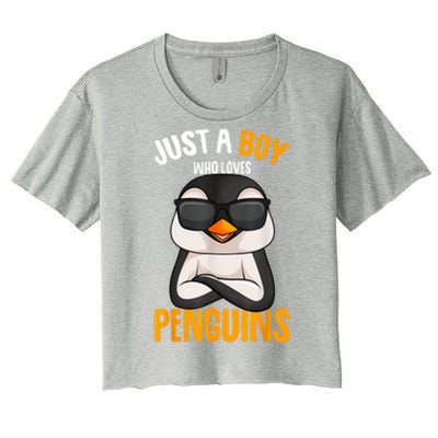 Just A Boy Who Loves Penguins Penguin Women's Crop Top Tee