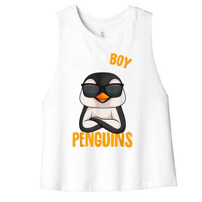 Just A Boy Who Loves Penguins Penguin Women's Racerback Cropped Tank