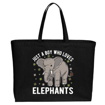 Just A Boy Who Loves Elephants Cotton Canvas Jumbo Tote