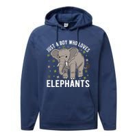 Just A Boy Who Loves Elephants Performance Fleece Hoodie