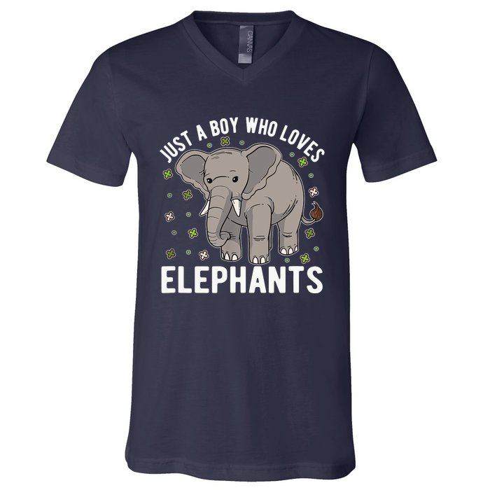 Just A Boy Who Loves Elephants V-Neck T-Shirt