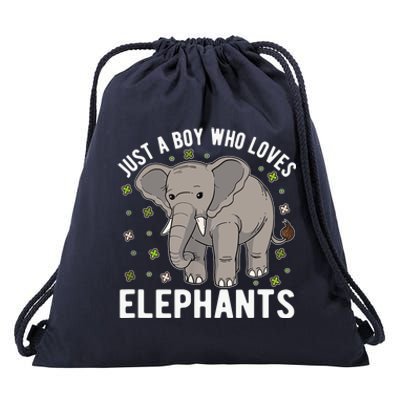 Just A Boy Who Loves Elephants Drawstring Bag