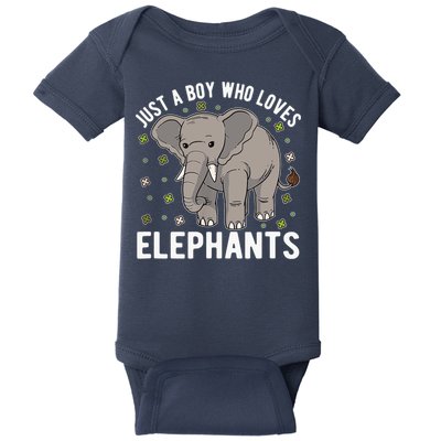Just A Boy Who Loves Elephants Baby Bodysuit