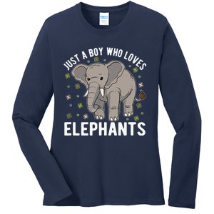 Just A Boy Who Loves Elephants Ladies Long Sleeve Shirt