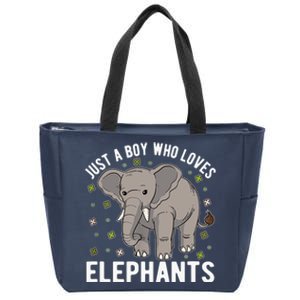 Just A Boy Who Loves Elephants Zip Tote Bag