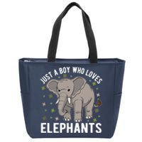 Just A Boy Who Loves Elephants Zip Tote Bag