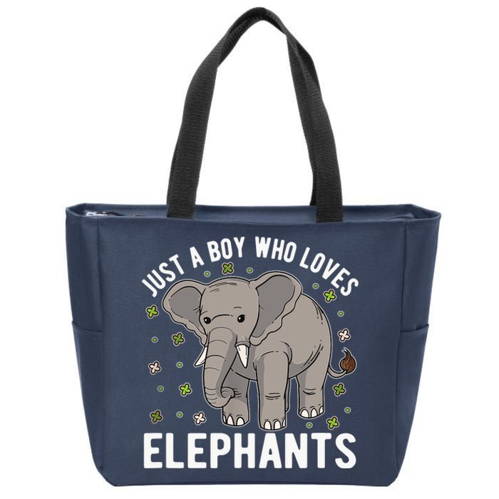 Just A Boy Who Loves Elephants Zip Tote Bag