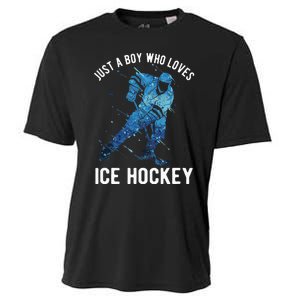 Just A Boy Who Loves Ice Hockey Cooling Performance Crew T-Shirt