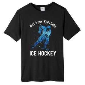 Just A Boy Who Loves Ice Hockey Tall Fusion ChromaSoft Performance T-Shirt