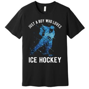 Just A Boy Who Loves Ice Hockey Premium T-Shirt