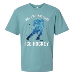 Just A Boy Who Loves Ice Hockey Sueded Cloud Jersey T-Shirt