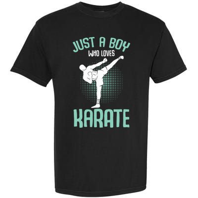 Just A Boy Who Loves Karate Boy Garment-Dyed Heavyweight T-Shirt