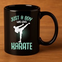 Just A Boy Who Loves Karate Boy 11oz C Handle Ceramic Mug