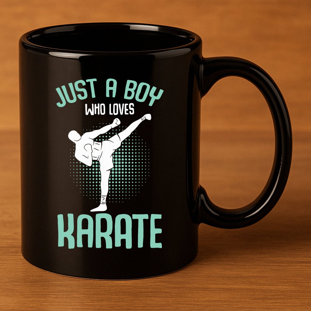 Just A Boy Who Loves Karate Boy 11oz C Handle Ceramic Mug