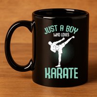 Just A Boy Who Loves Karate Boy 11oz C Handle Ceramic Mug