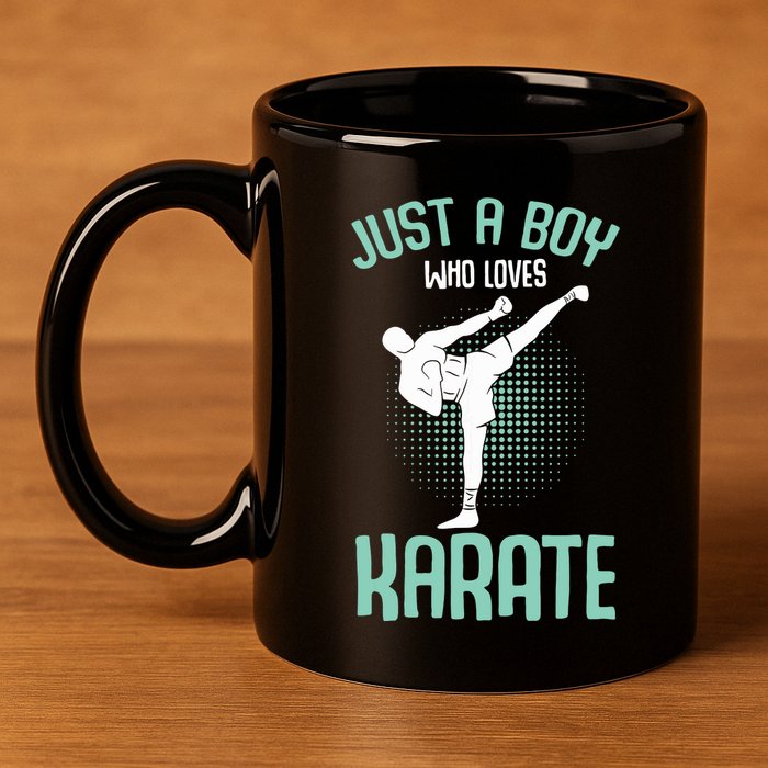 Just A Boy Who Loves Karate Boy 11oz C Handle Ceramic Mug