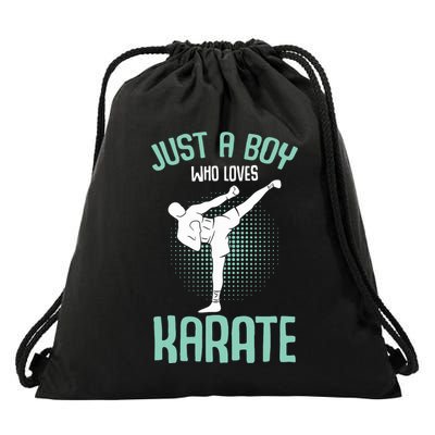 Just A Boy Who Loves Karate Boy Drawstring Bag