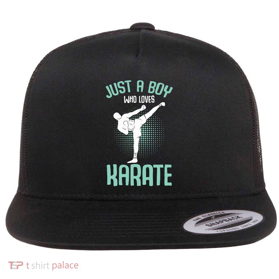 Just A Boy Who Loves Karate Boy Flatbill Hat
