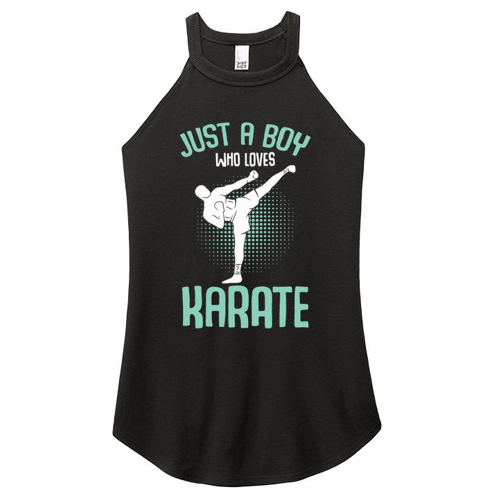 Just A Boy Who Loves Karate Boy Women's Perfect Tri Rocker Tank