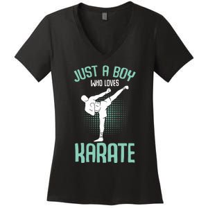 Just A Boy Who Loves Karate Boy Women's V-Neck T-Shirt