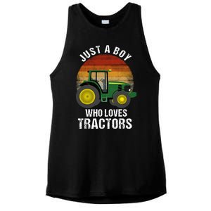 Just A Boy Who Loves Tractors Ladies PosiCharge Tri-Blend Wicking Tank