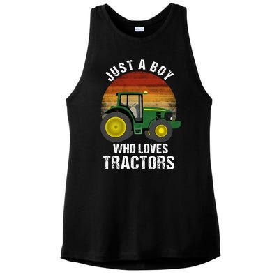 Just A Boy Who Loves Tractors Ladies PosiCharge Tri-Blend Wicking Tank