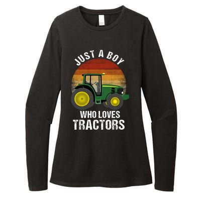 Just A Boy Who Loves Tractors Womens CVC Long Sleeve Shirt