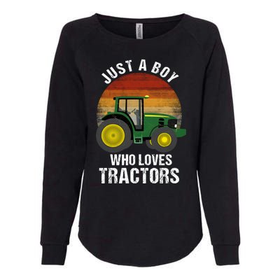 Just A Boy Who Loves Tractors Womens California Wash Sweatshirt