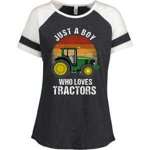 Just A Boy Who Loves Tractors Enza Ladies Jersey Colorblock Tee