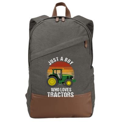 Just A Boy Who Loves Tractors Cotton Canvas Backpack